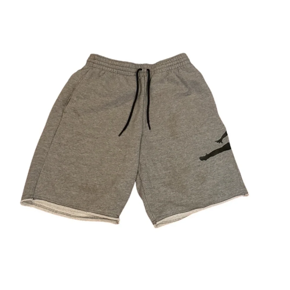 Jordan Jumpman Shorts Mens Gray Fleece Athletic Basketball Nike Air rolled hem S